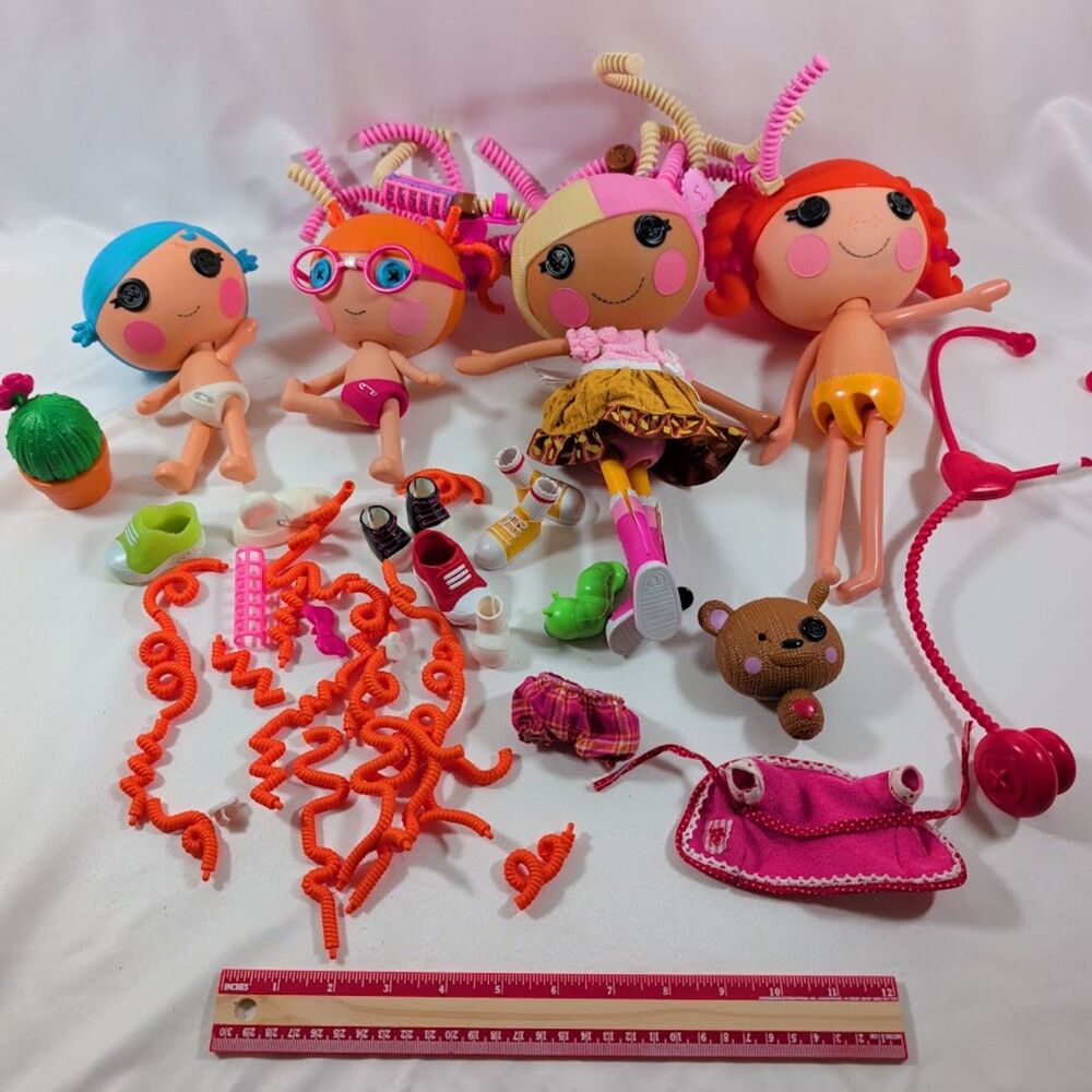 Lalaloopsy Doll Lot 4 Dolls Pet Clothes Shoes Wigs Accessories Mixed Lot